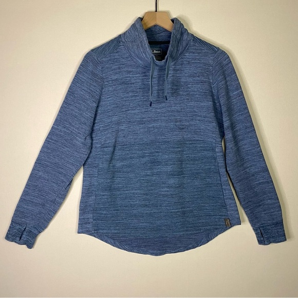 L.L Bean Women heather light blue cowl neck pullover size small petite - Picture 1 of 9